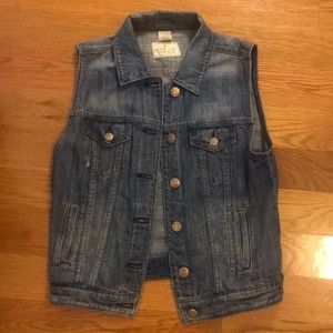 Vintage JCrew Denim Vest- Stone Wash